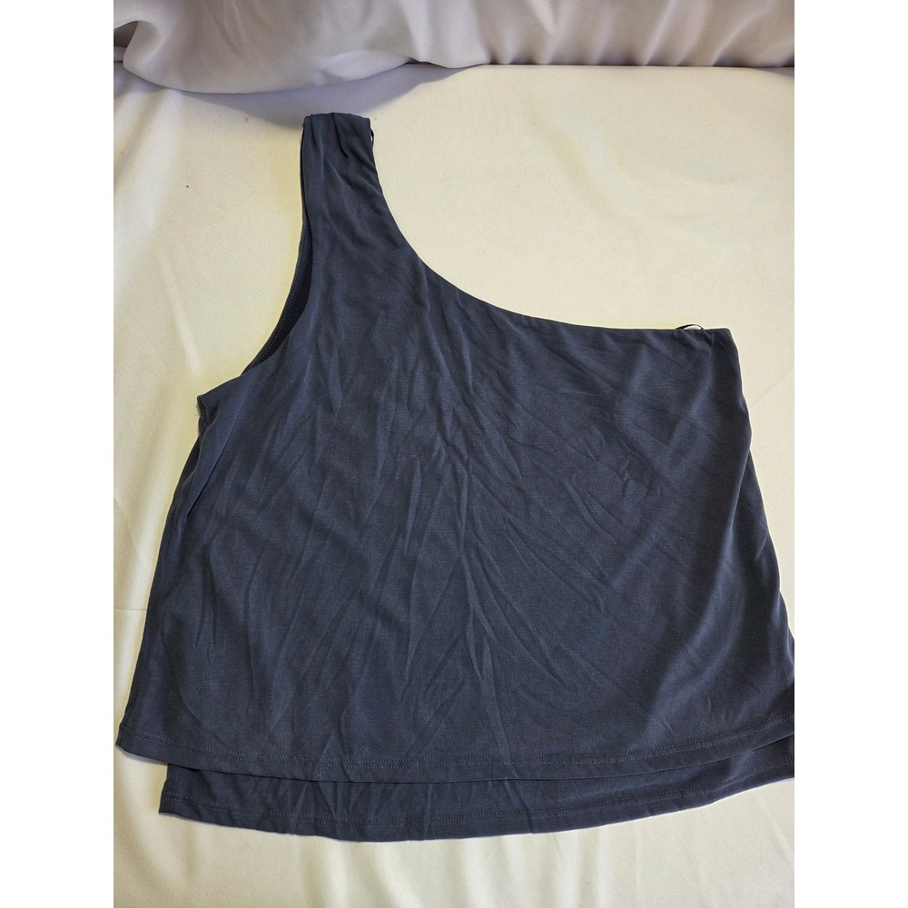 Green Envelope Los Angeles Navy Blue One Shoulder Layered Tank Top Small